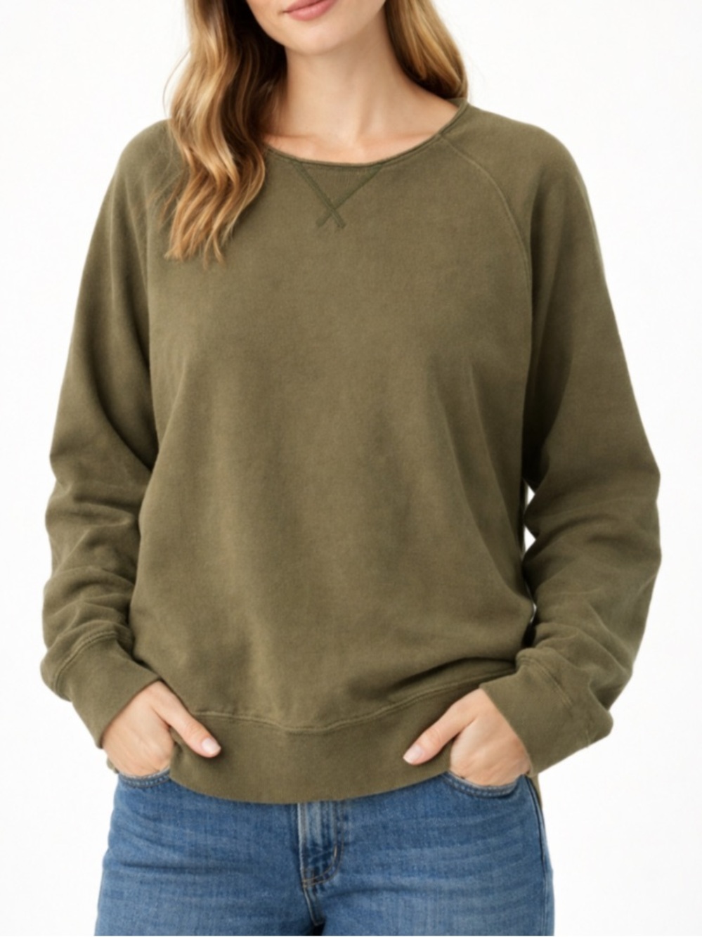 Pact Organic Cotton Olive Green Women's Crew Sweatshirt